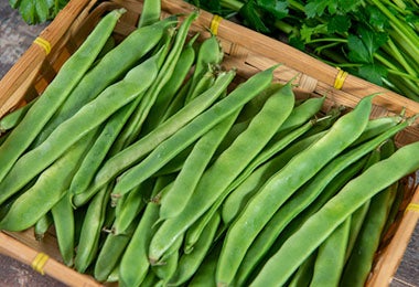 Canasta con vainitas tubulares