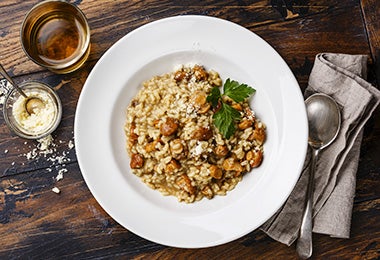 Risotto de champiñones, receta de comida italiana