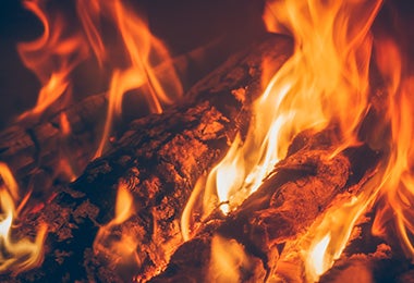 Variedad de leña ardiendo para cocinar 