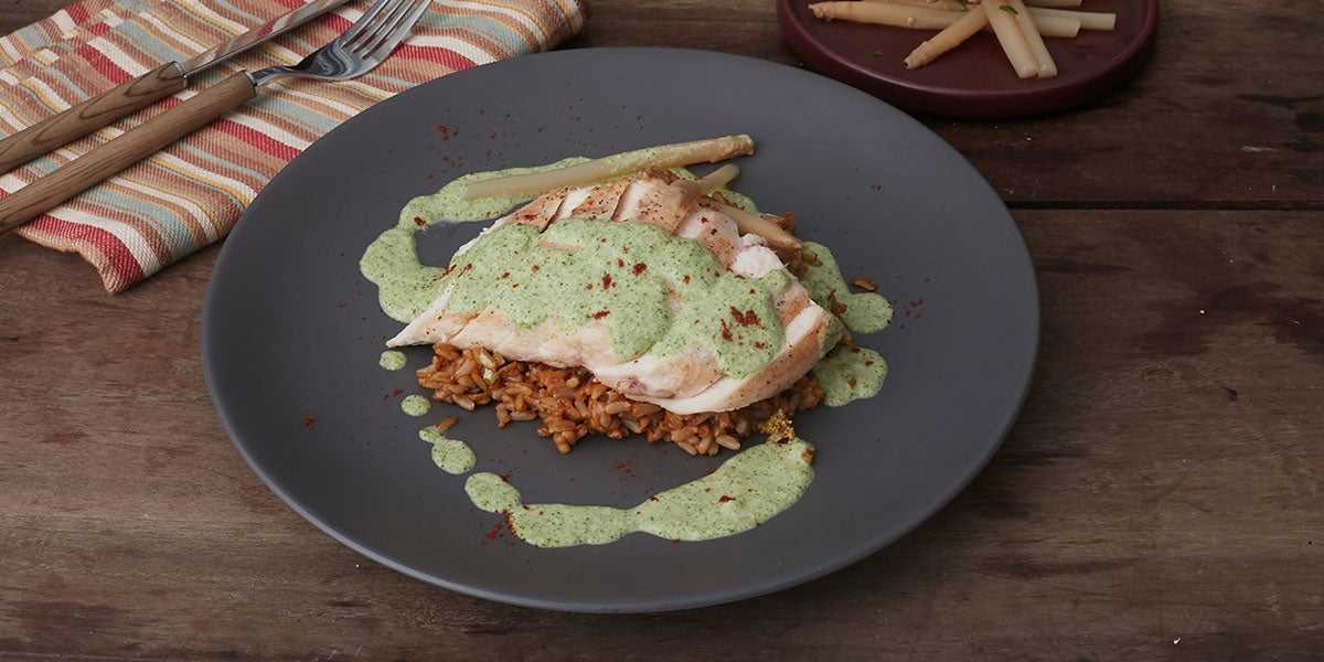 Pollo en crema de brócoli