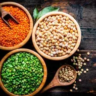 Semillas de garbanzo, lenteja y maíz de snacks salados