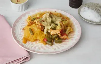 Pollo Marroquí con crema de ají limo y culantro Pollo Marroquí con crema de ají limo y culantro