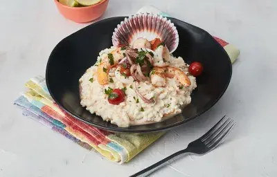 Risotto de lima y mariscos Risotto de lima y mariscos