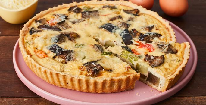 Quiche de zucchini, berenjena y pimiento