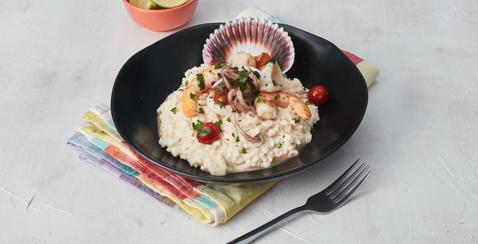 Risotto de lima y mariscos