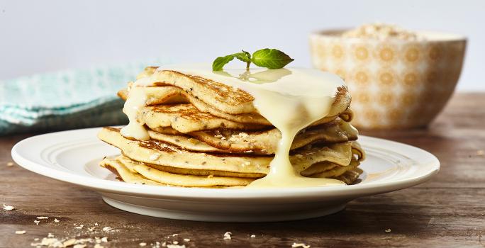 Pancakes con Chía y Avena Tostada