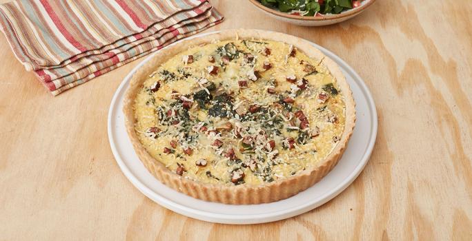 Quiche de Espinaca, alcachofas y pecanas