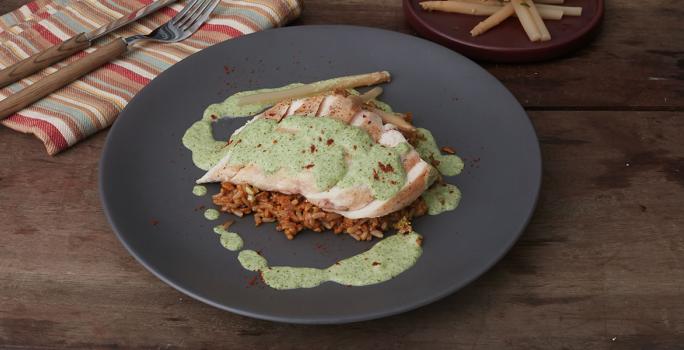 Pollo en crema de brócoli