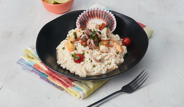 Risotto de lima y mariscos
